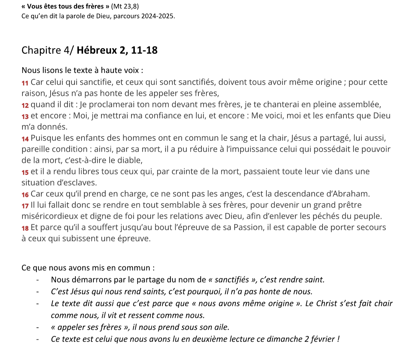 Rencontre biblique 1