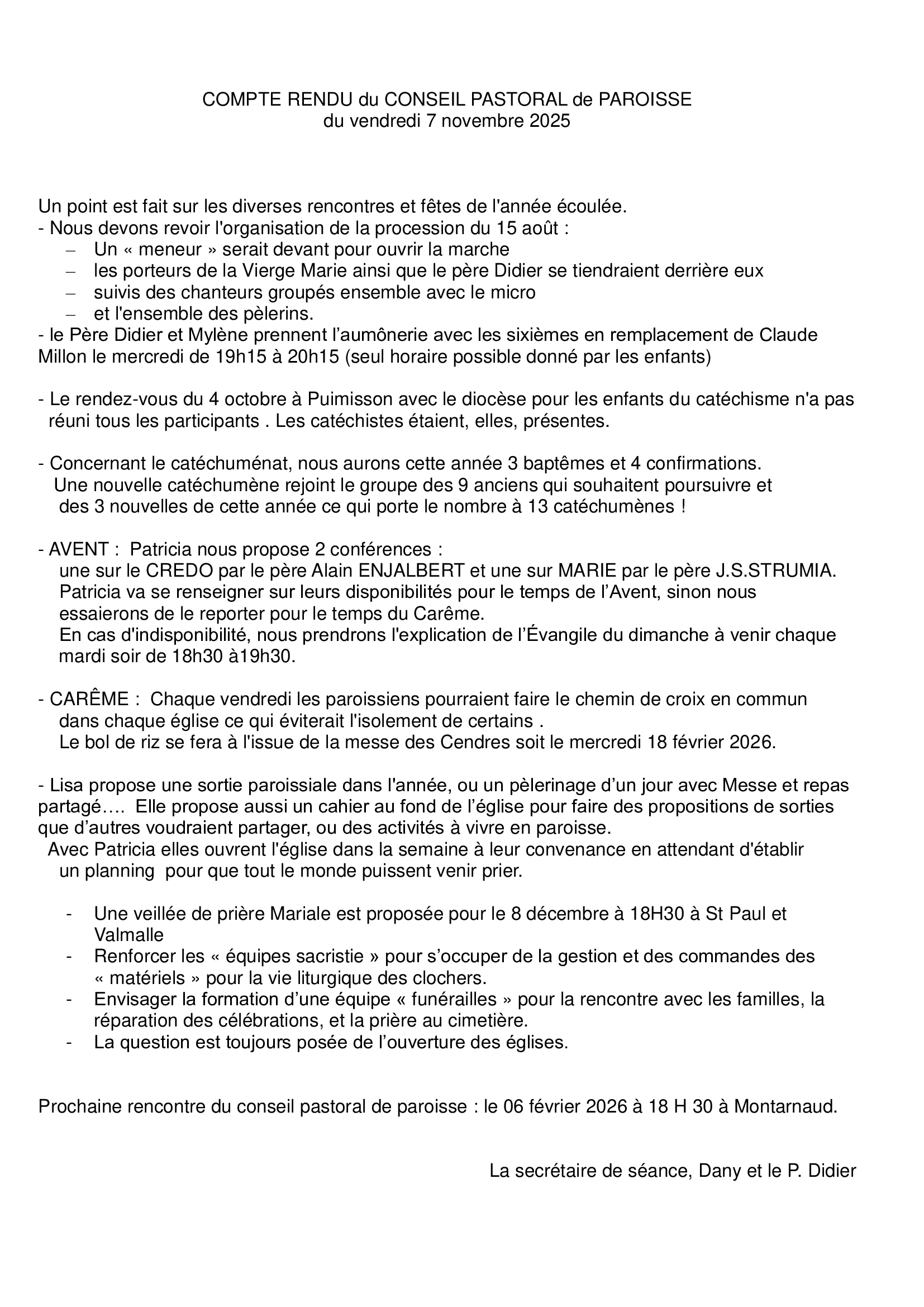 compte rendu du CPP du 7 novembre 2025