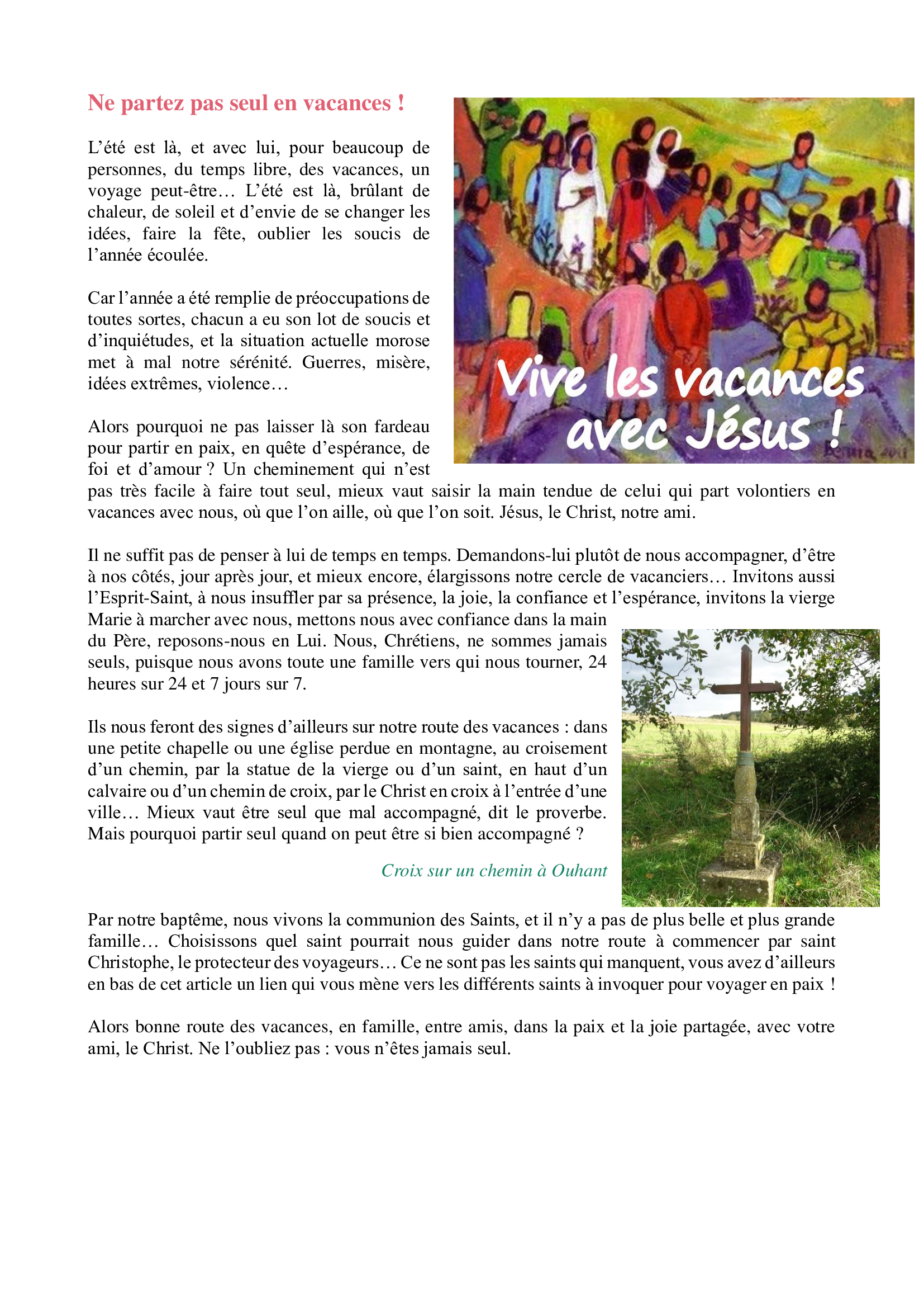 ne partez pas seul en vacances